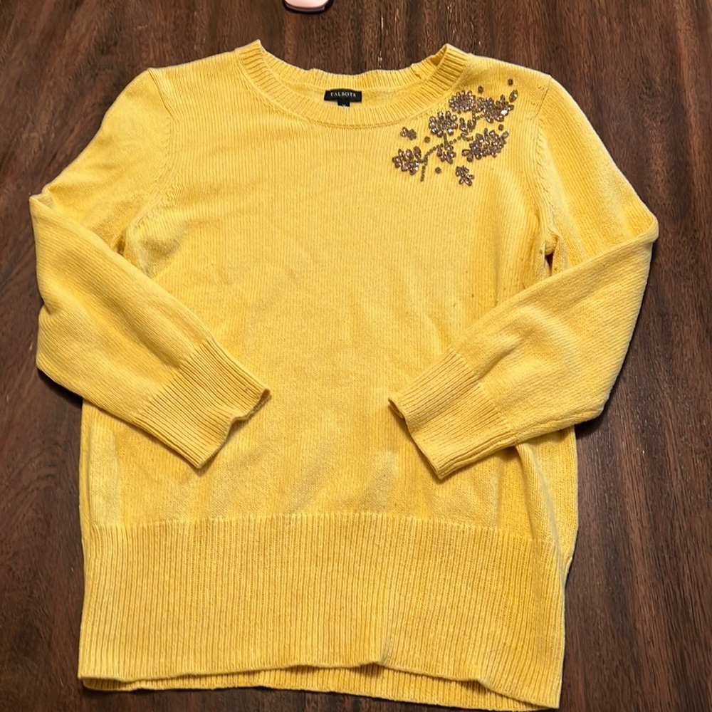 Yellow bejeweled Talbot sweater